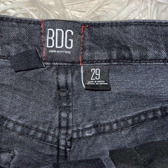 BDG Urban Outfitters Girlfriend High-Rise Faded Black Denim Distressed Shorts - Picture 5 of 7